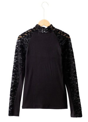 Layered In Lace Black Long Sleeve Top