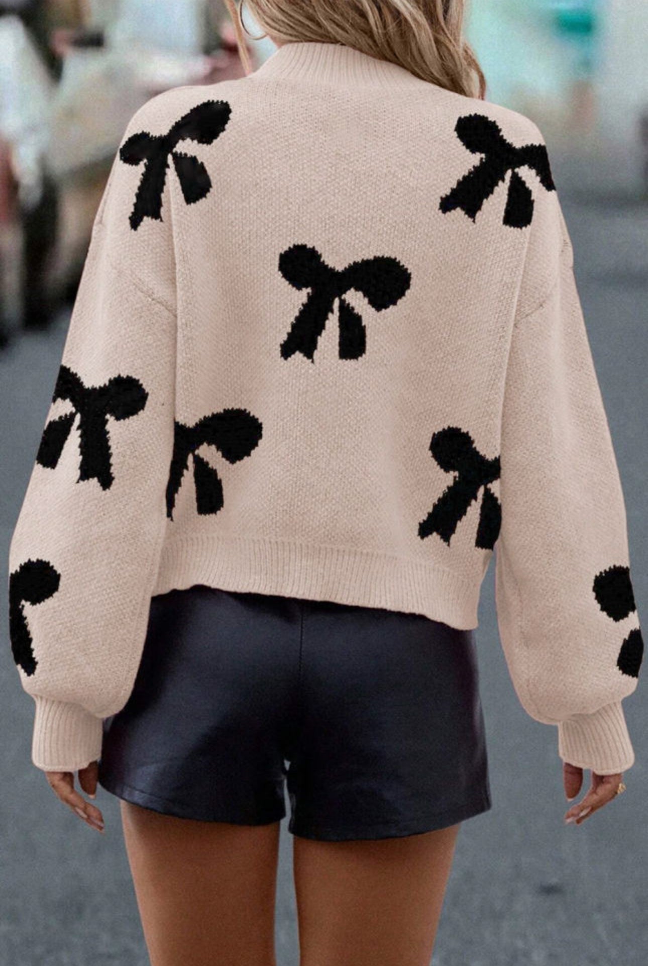 The Cottage Charm Pearl Embellished Bow Detailed Sweater