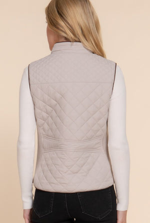 Own Your Truth Taupe Quilted Detailed Vest