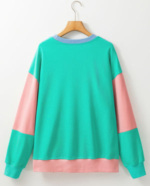 PREORDER Paint & Sip Light Pink Colorblock Sweatshirt