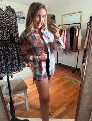 PREORDER The Along The Line Pink Plaid Shacket