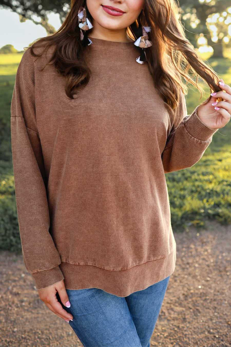 The Alexis Chocolate Corded Vintage Pullover
