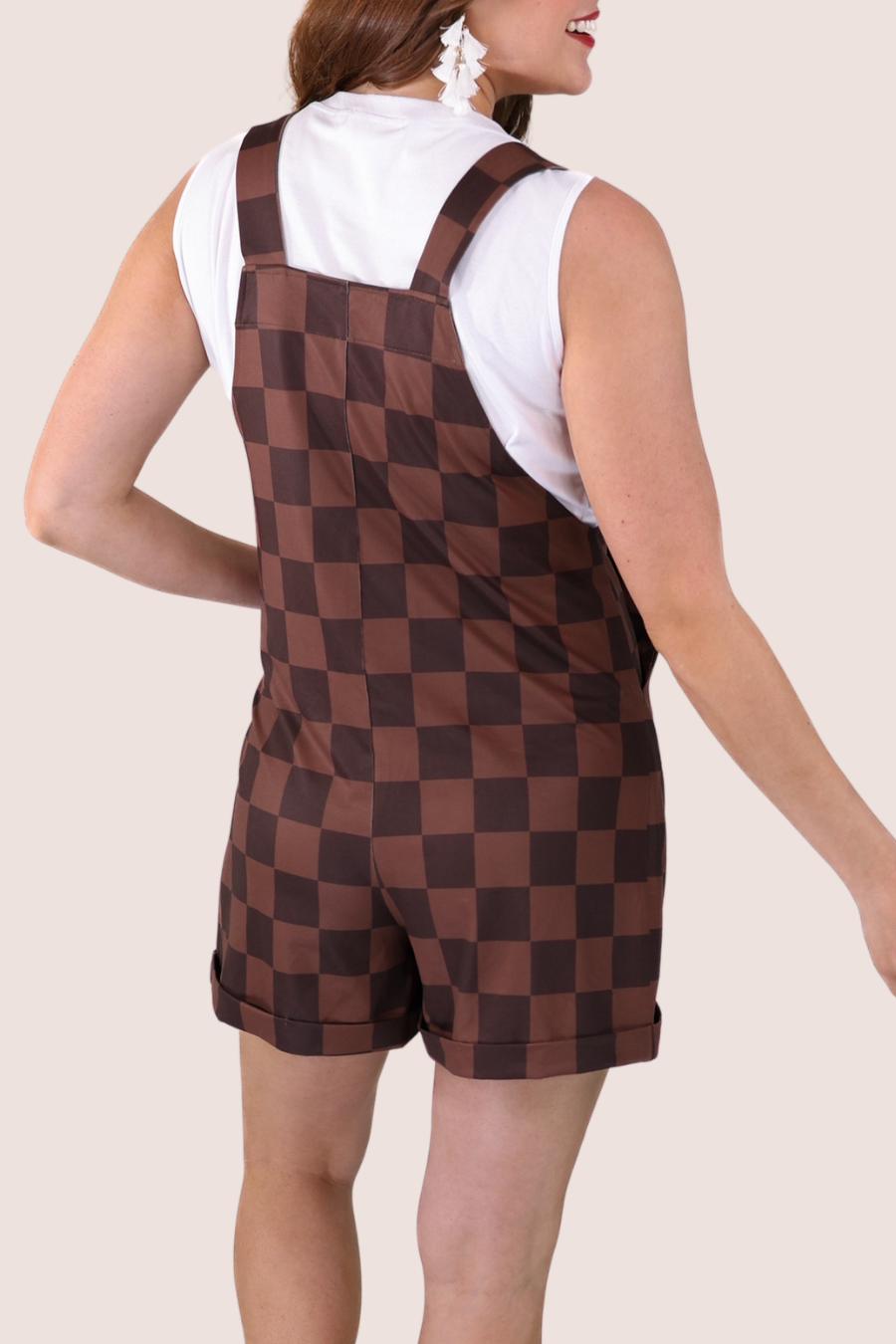 Chocolate Checkered Everyday Overall Shorts