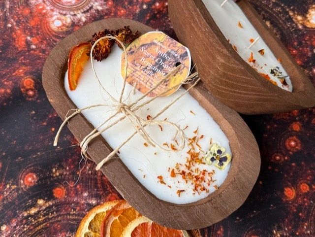 Amber & Sweet Orange 8.5” Dough Candle Bowl