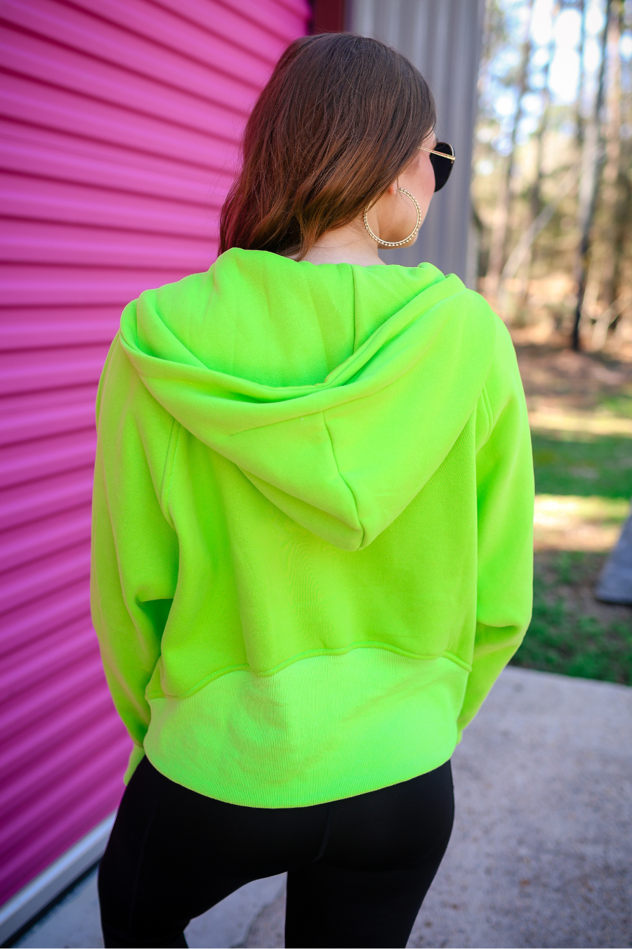 Kenna Lime Hooded Quarter Zip Pullover