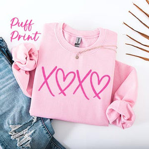 XOXO Puff Print Pink Unisex Sweatshirt