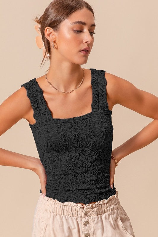The Jump Then Fall Black Jacquard Seamless Tank