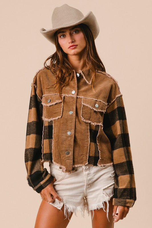 The Espresso Bar Washed Corduroy Mixed Shacket