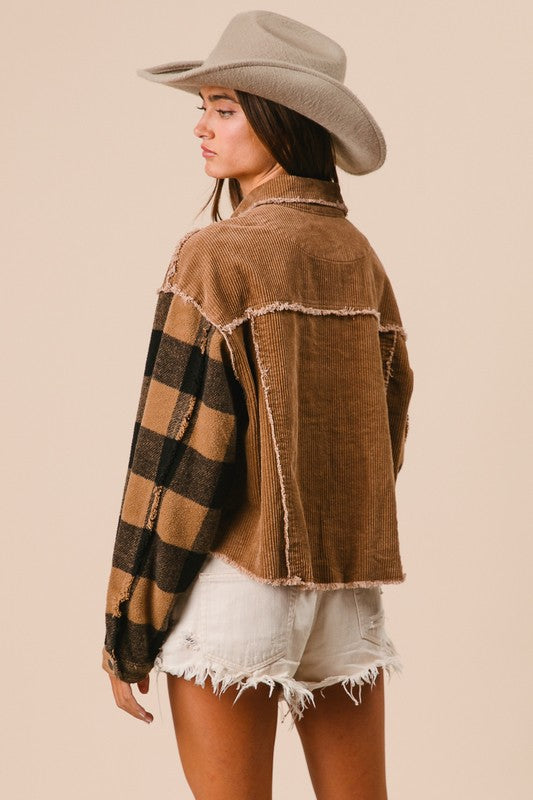 The Espresso Bar Washed Corduroy Mixed Shacket