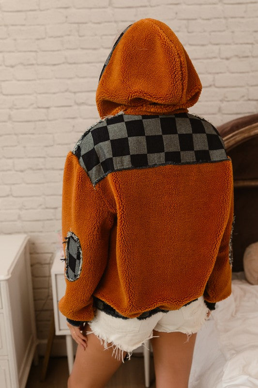 The Hadley Camel Fleece & Denim Mix & Match Hoodie