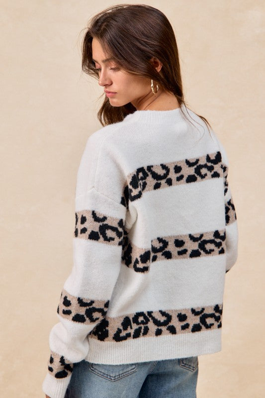 The Juliette Ivory Leopard Striped Sweater