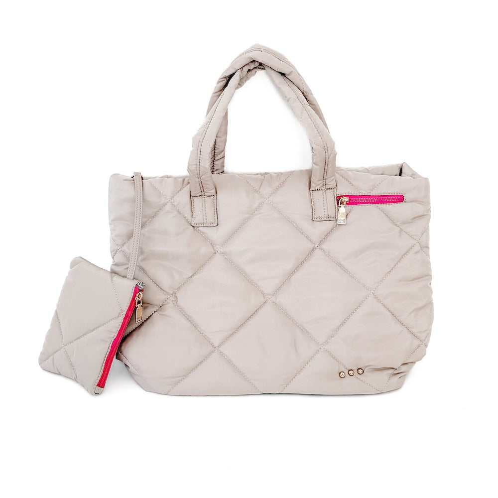 The Presley Tan Puffer Tote & Matching Wristlet