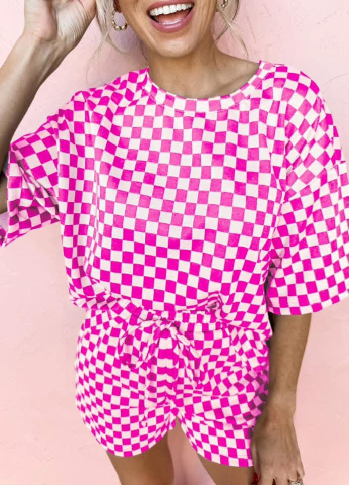 Get The Check Pink Plaid 2PC Lounge Set