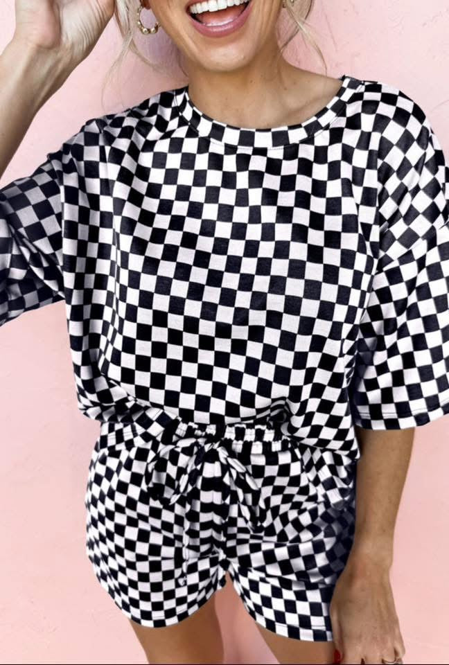 Get The Check Black Plaid 2PC Lounge Set