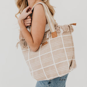 The Faye Fringe Tan Tote Bag