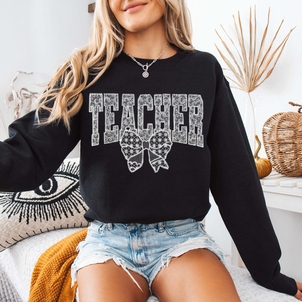 Teacher Lace Black Unisex Sweatshirt