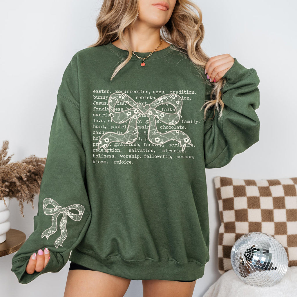 Easter Bow Lace Green Unisex Sweatshirt