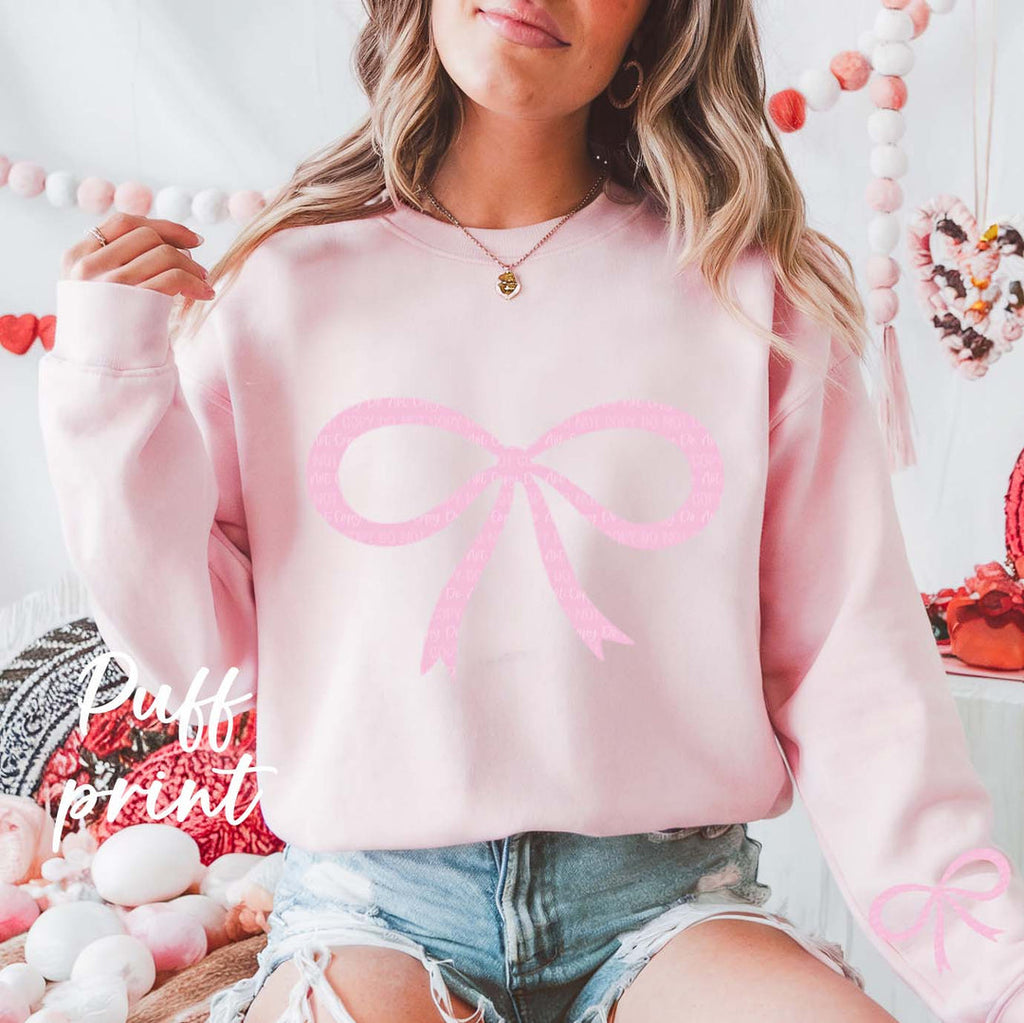 Pink Bow Puff Print Unisex Sweatshirt