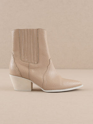 The Dawn Taupe Paneled Western Bootie