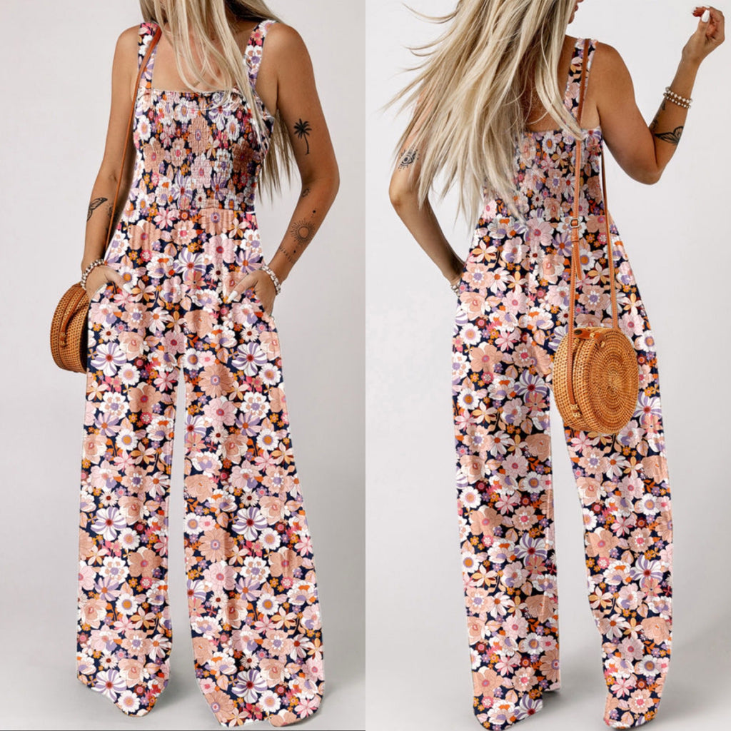 Sweet Summer Floral Smocked Jumpsuit
