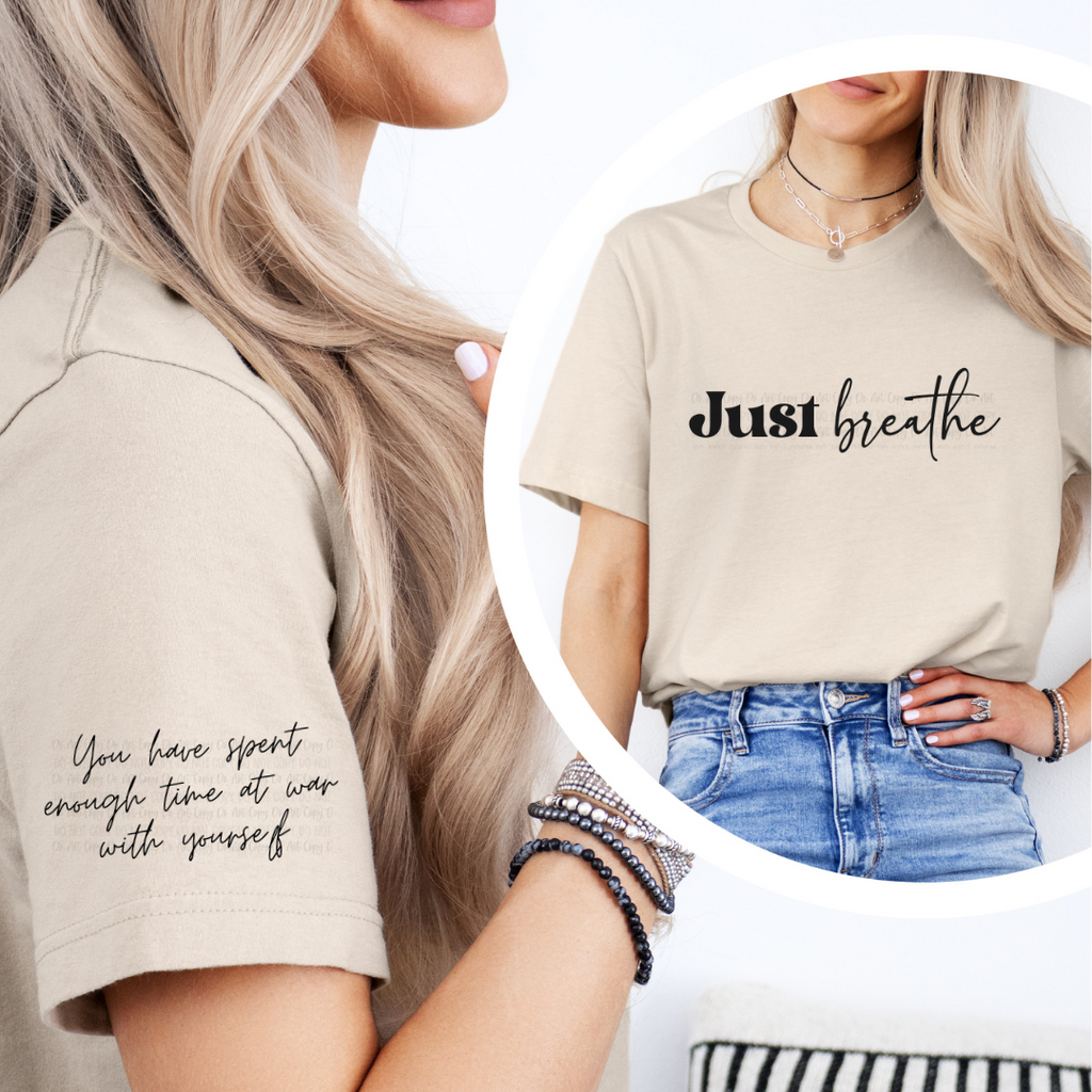 Just Breathe Tan Unisex Cotton T-Shirt