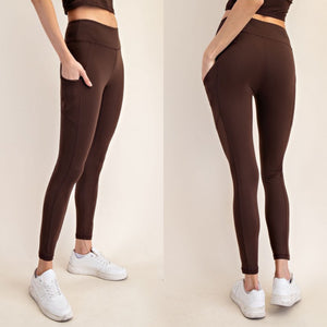 The Butter Basics Espresso High Waist Leggings W/ Pockets