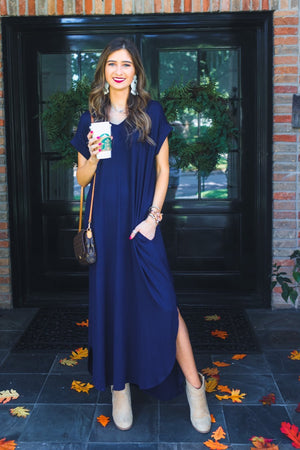 Libby T-Shirt Navy Maxi Dress