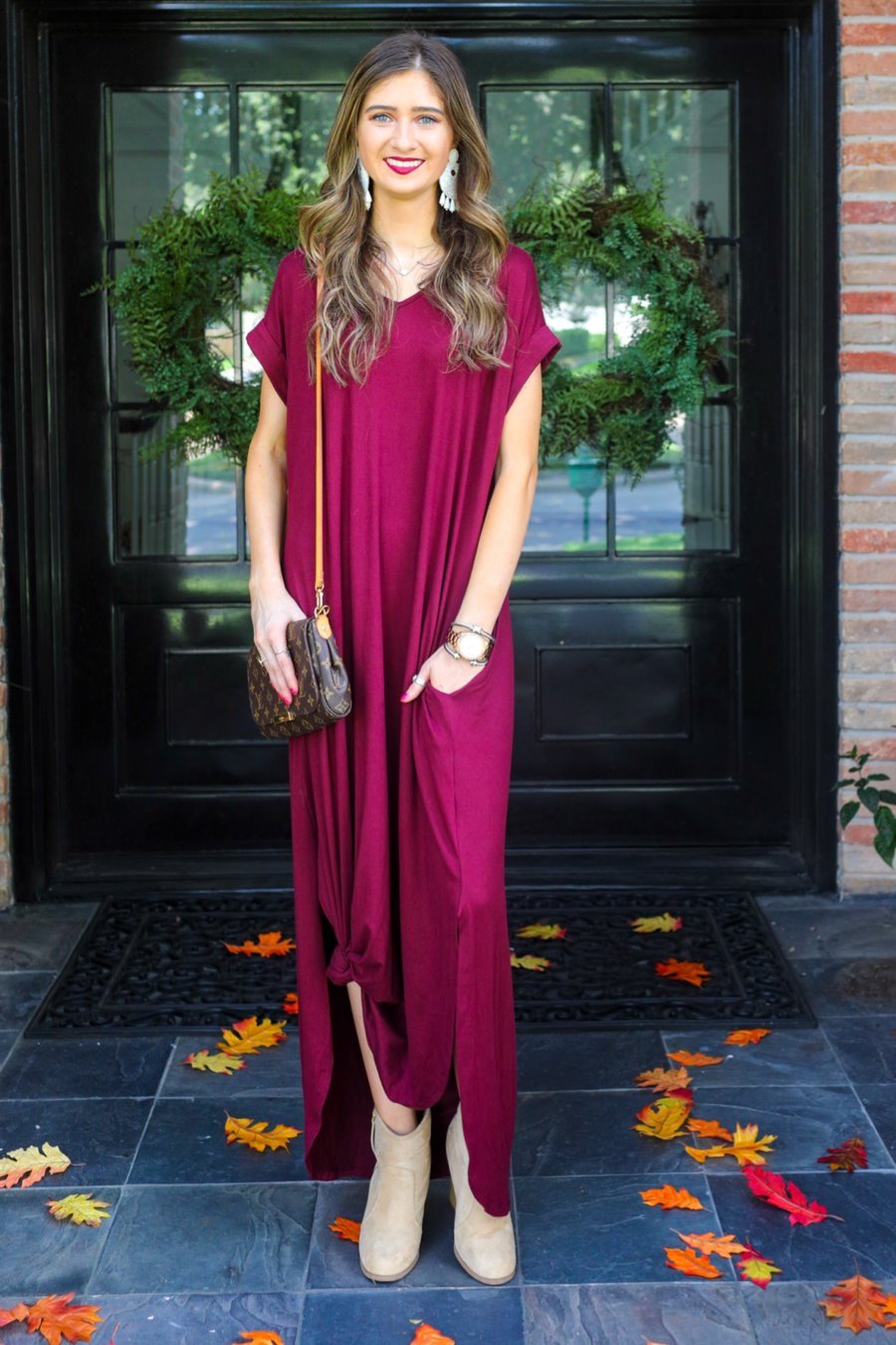 Libby T-Shirt Burgundy Maxi Dress