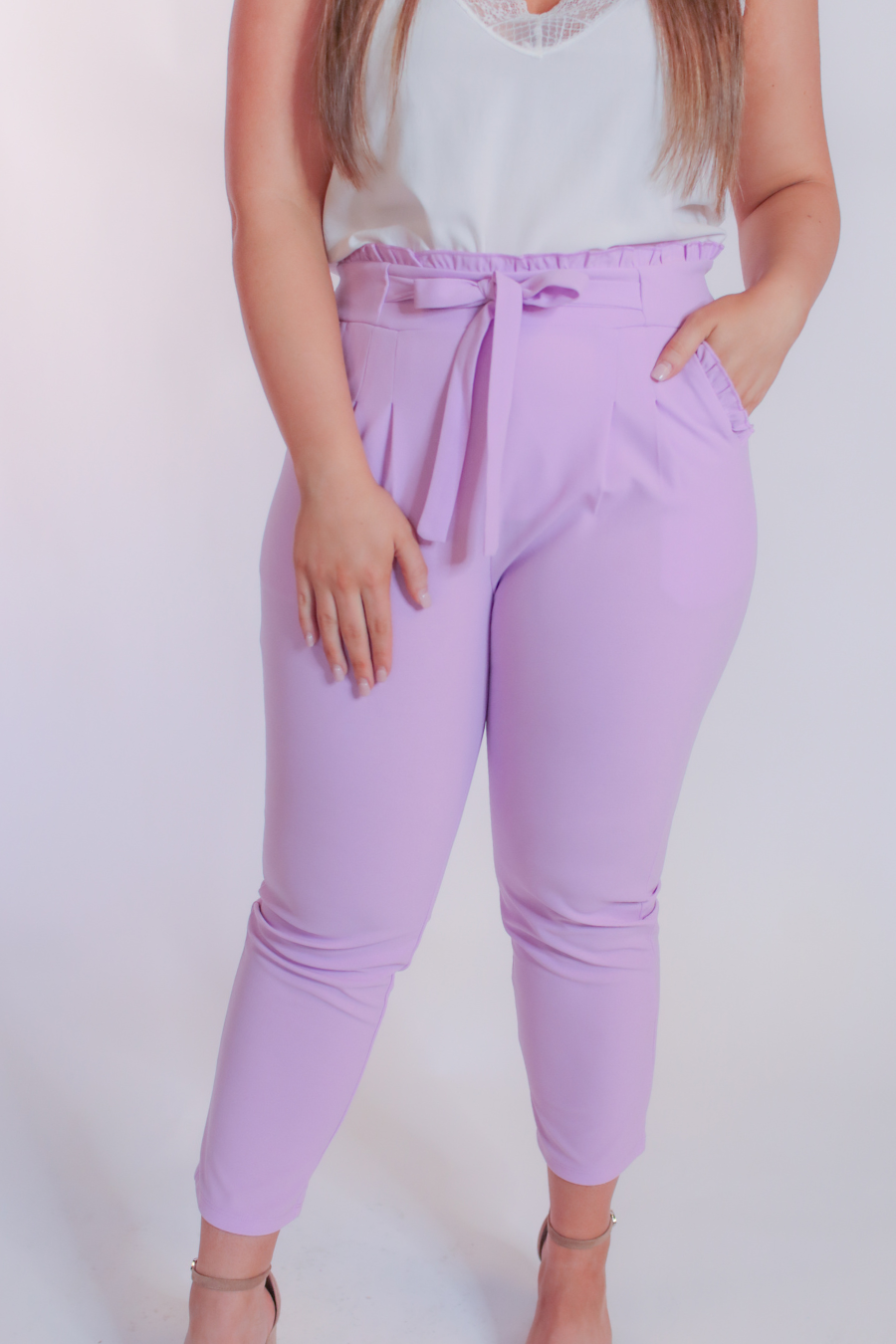 Slice of Style Lavender Paper Bag Pants