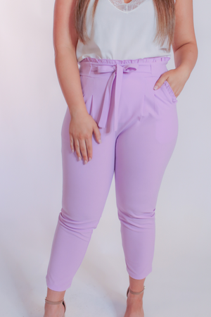 Slice of Style Lavender Paper Bag Pants