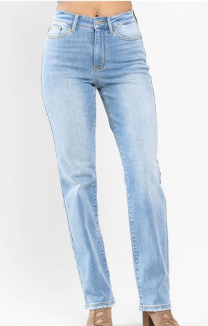 Never Settle High Rise Thermal Straight Judy Blue Denim Jeans