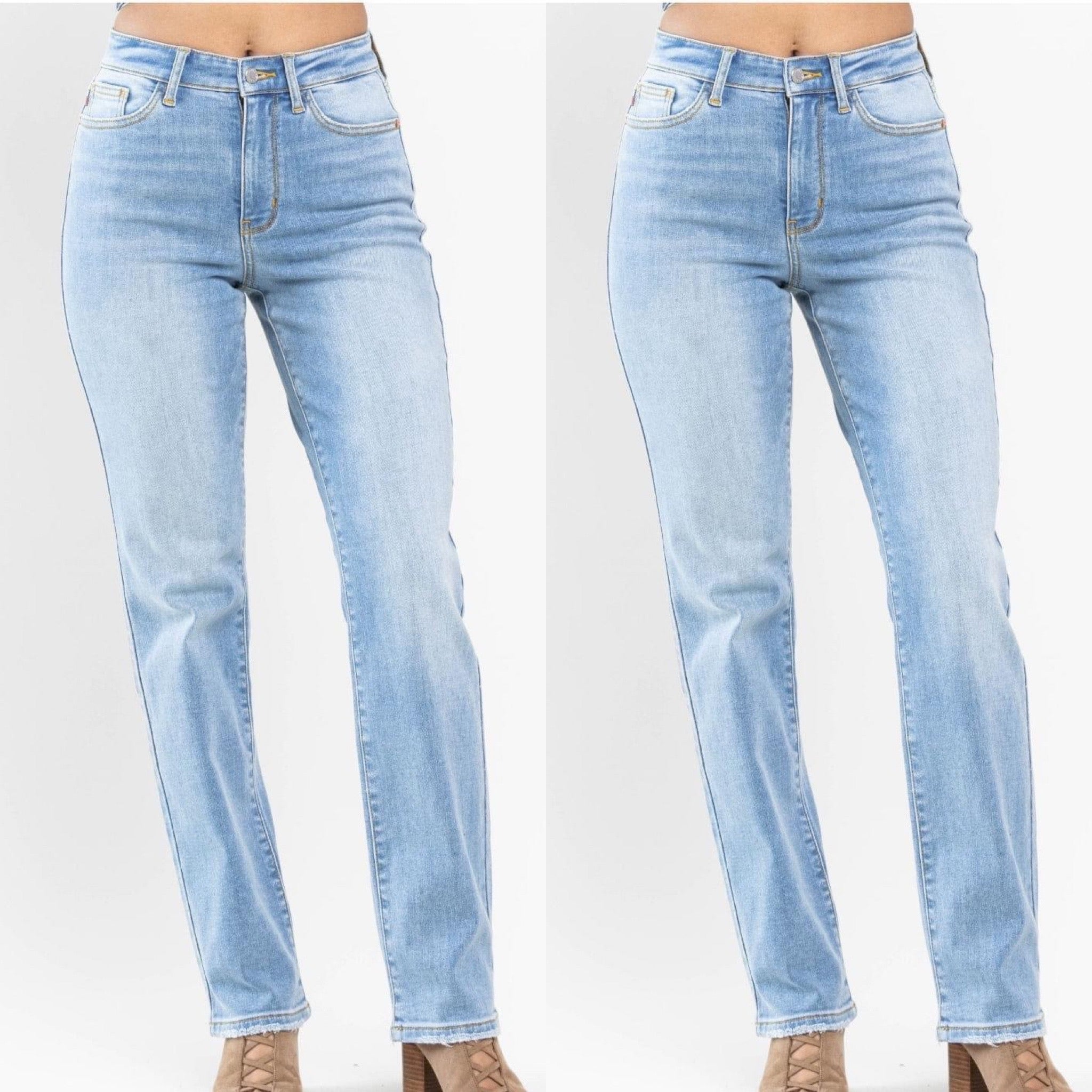 Never Settle High Rise Thermal Straight Judy Blue Denim Jeans