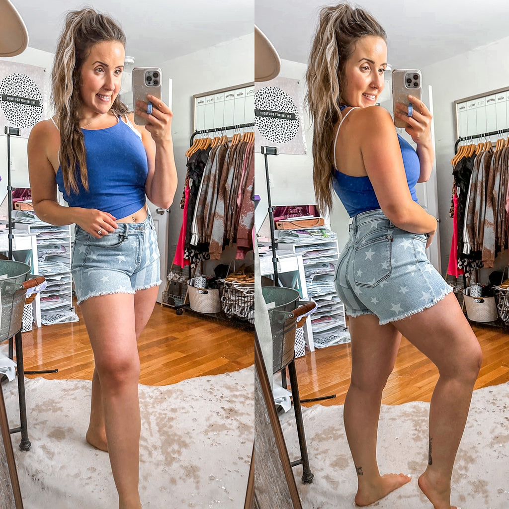 Stars & Stripes Judy Blue Mid Rise Denim Shorts