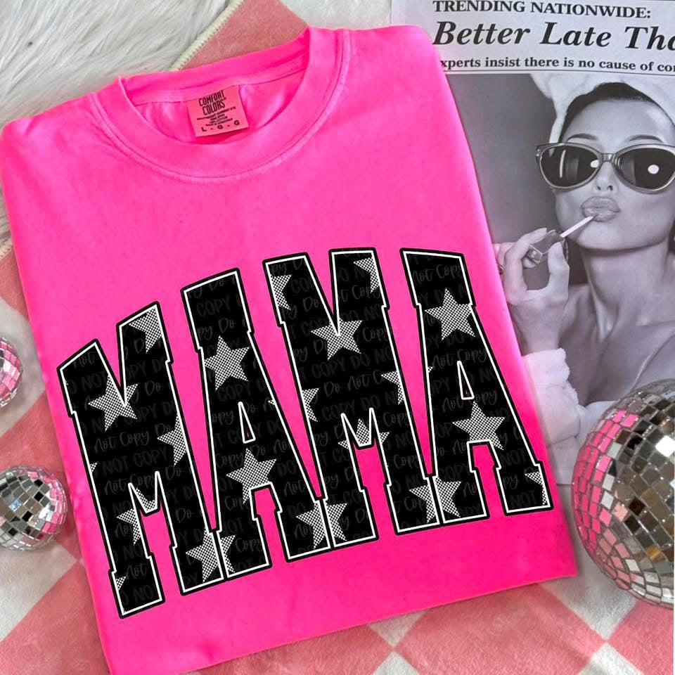 Mama Stars Neon Pink Unisex Cotton T-Shirt
