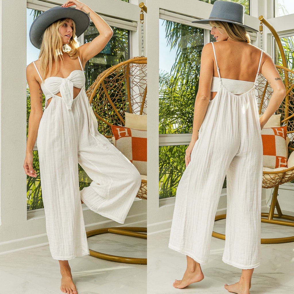 PREORDER Isle Of Paradise Off White Tube Top Jumpsuit Set