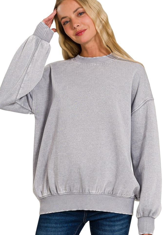 PREORDER Sleet Acid Wash Fleece Oversized Sweatshirt
