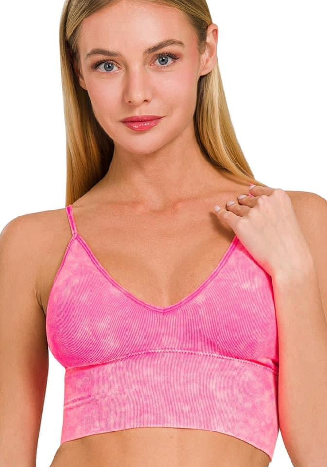 PREORDER Fuchsia Washed Ribbed Bra Padded Tank