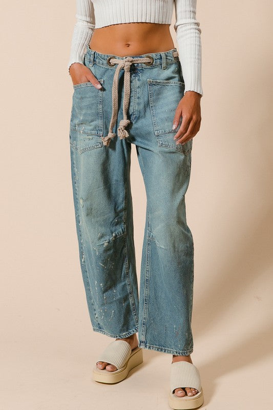 The Make Her Mine Braided Washed Denim Pants