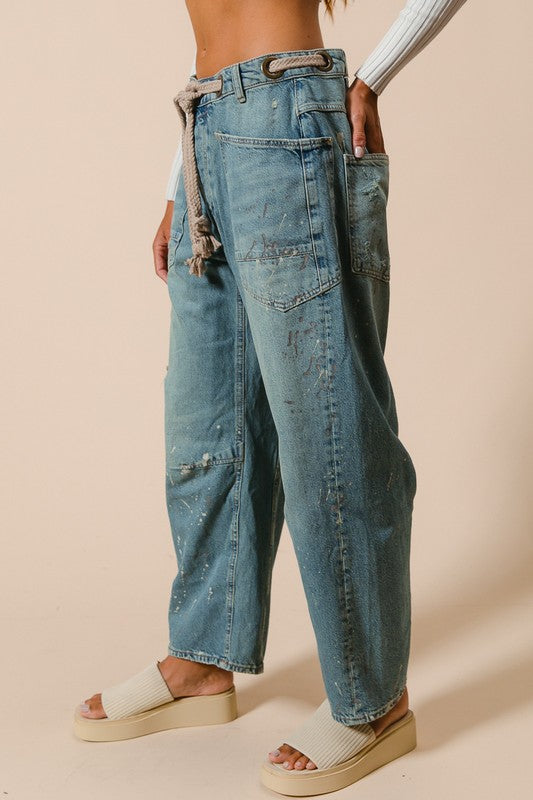 The Make Her Mine Braided Washed Denim Pants