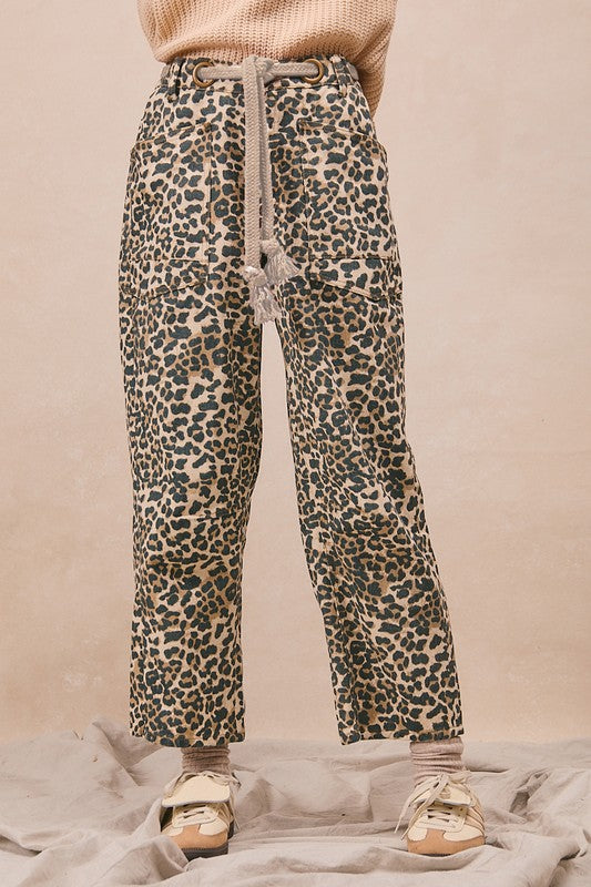 The Make Her Mine Oatmeal Leopard Braided Pants
