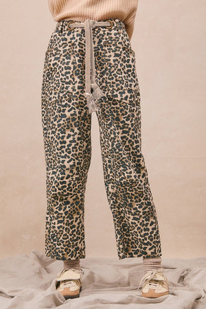 The Make Her Mine Oatmeal Leopard Braided Pants