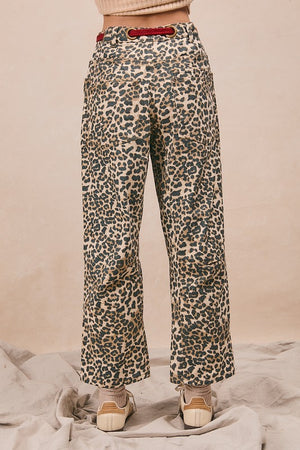 The Make Her Mine Oatmeal Leopard Braided Pants