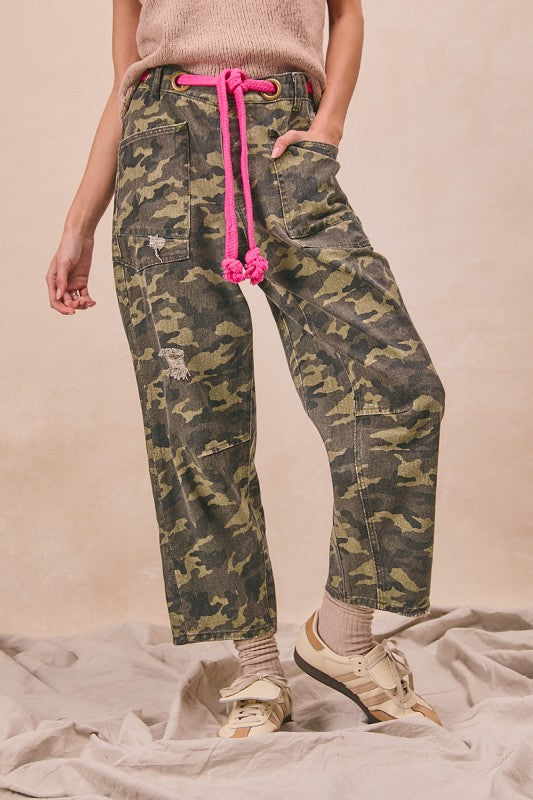 The Make Her Mine Pink Camo Braided Pants