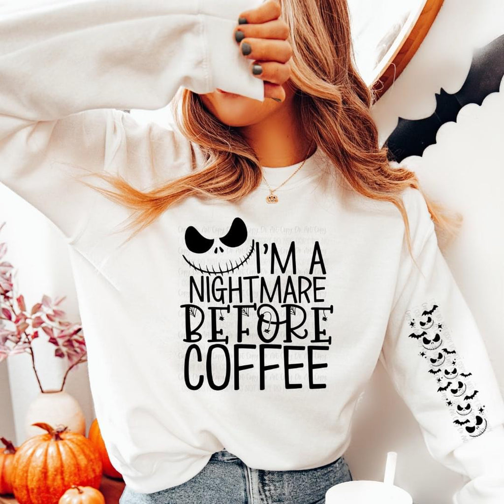 PREORDER Nightmare Before Coffee White Unisex Sweatshirt