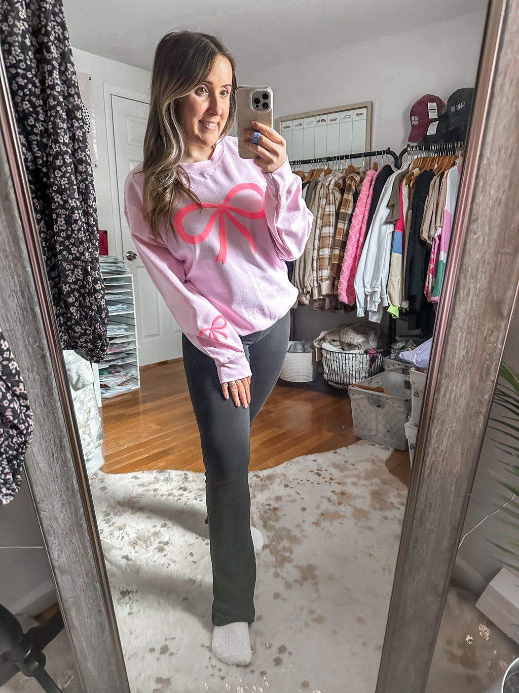 Pink Bow Puff Print Unisex Sweatshirt