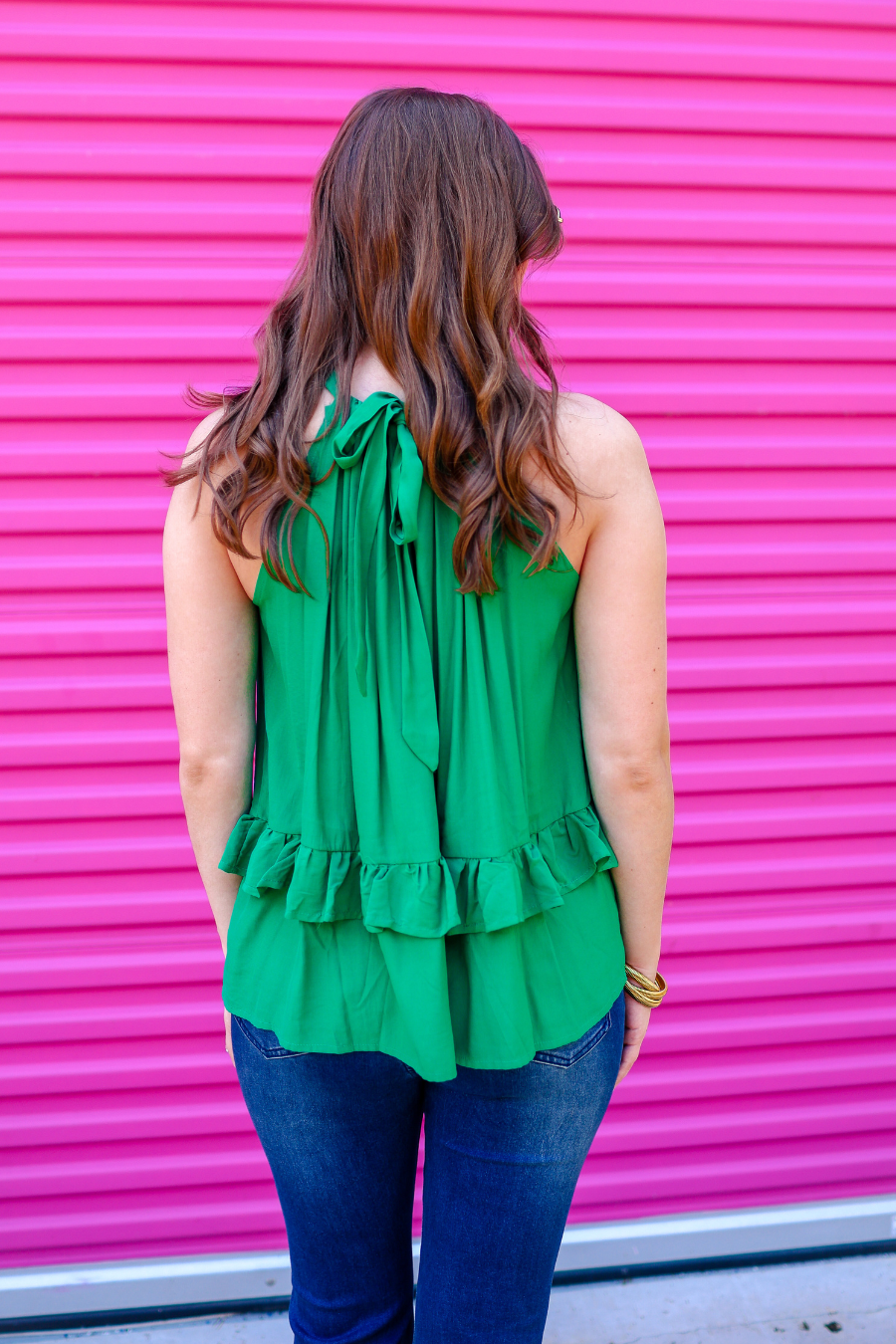 Zoey Green Ruffle Halter Top