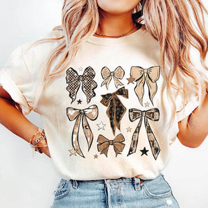 Boho Bows Tan Unisex Cotton T-Shirt