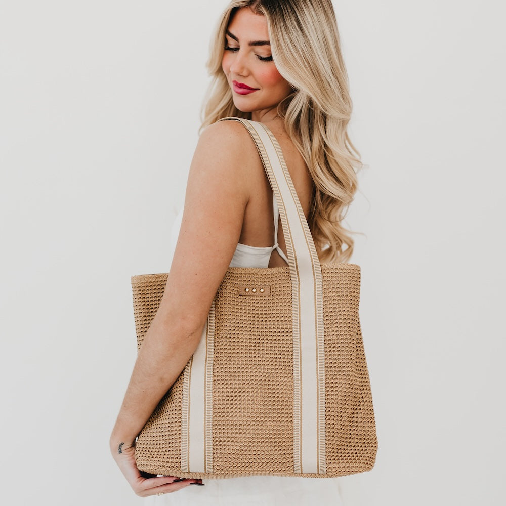 The Ruby Raffia Tan Tote Bag
