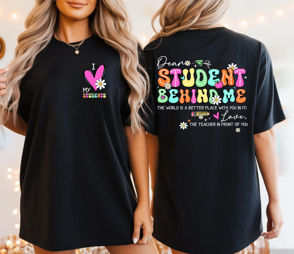I Love My Students Black Cotton T-Shirt
