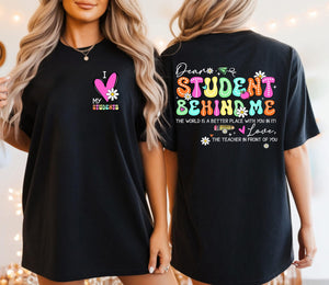 I Love My Students Black Cotton T-Shirt